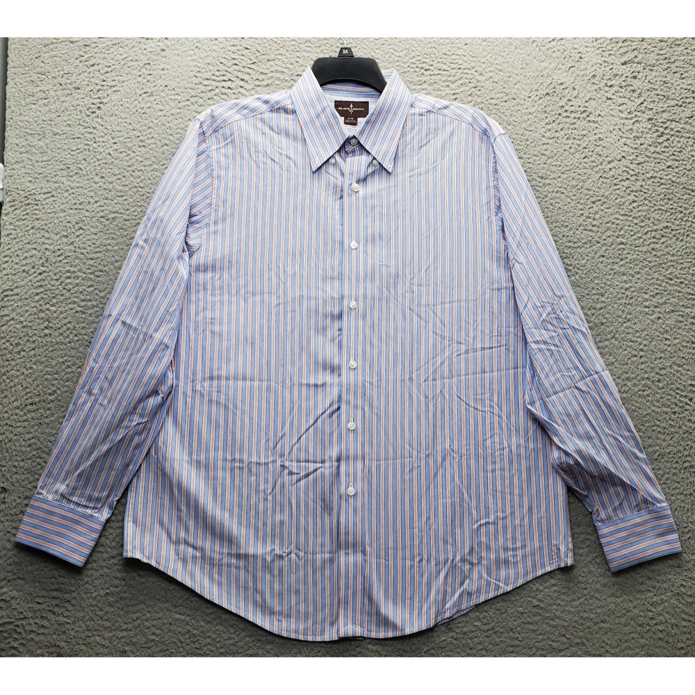 Black Brown 1826 Shirt Mens XL Multi Striped Long Sleeve Collared Button-Down